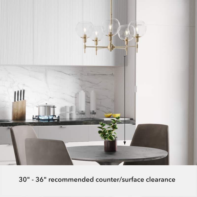 Hunter Xidane Metal and Glass Orb Chandelier - Entry, Kitchen or Dining Room Table, Bedroom - Mid-Century Modern, Transitional