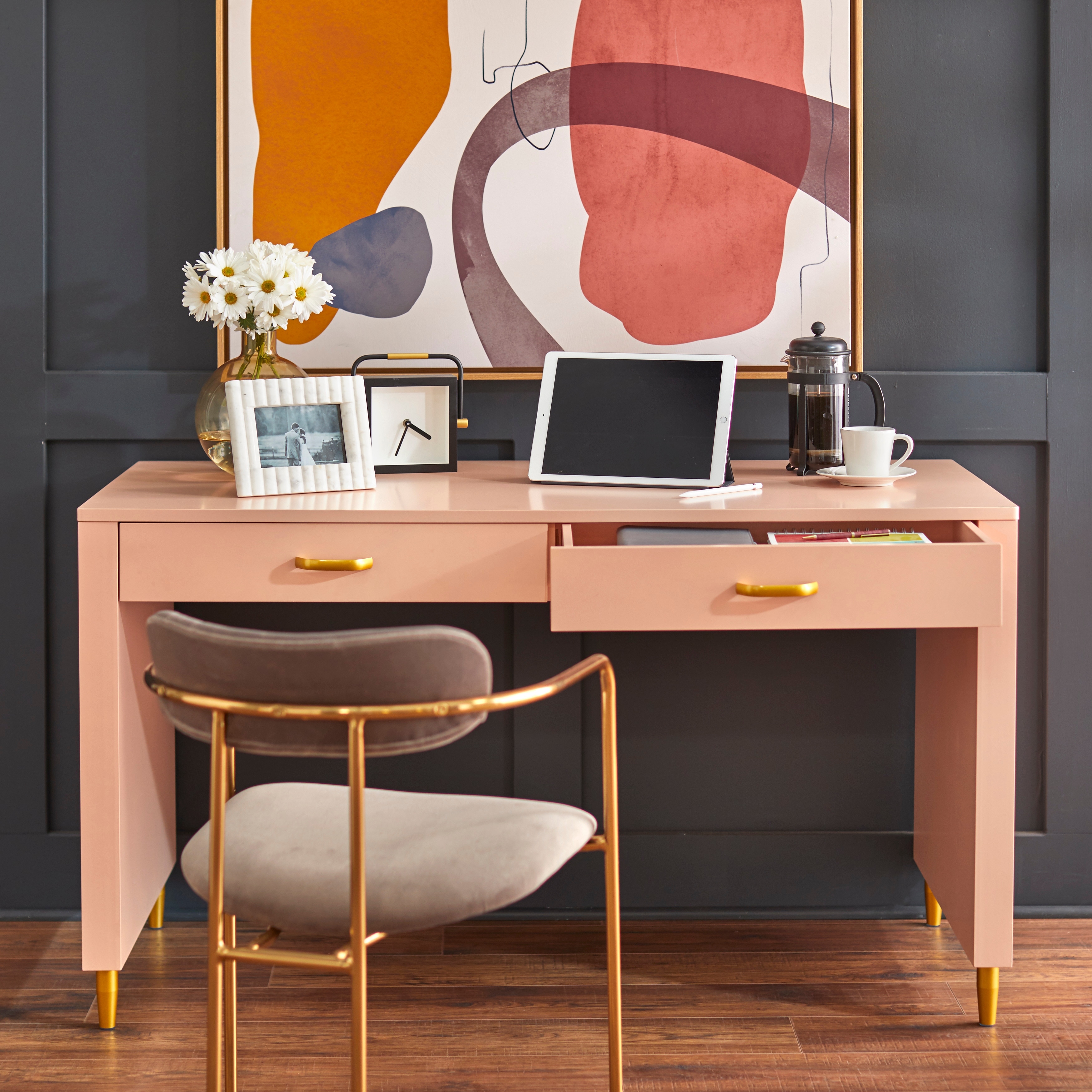 Carson carrington modern desk store & hutch cabinet