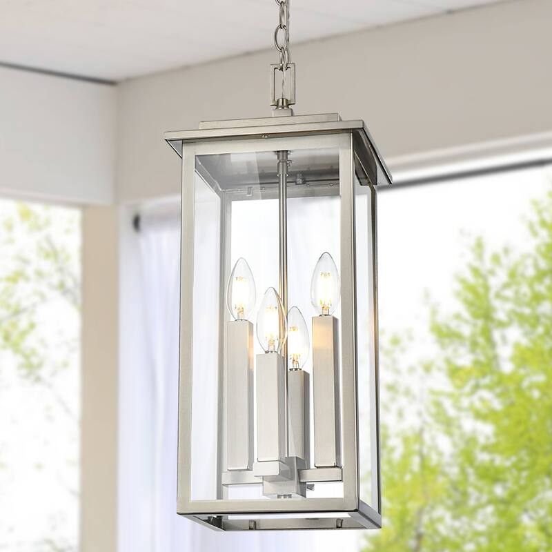 Farmhouse Outdoor Pendant Light Fixutre with Clear Glass - 4-light