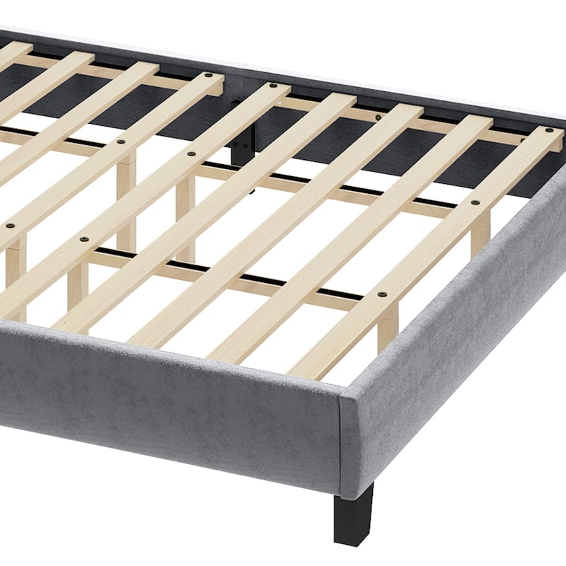 58" Tall Wingback Storage Headboard Bed Frame with USB Charging Stations and Deep Button Tufted