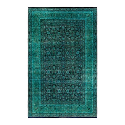 Overdyed, One-of-a-Kind Hand-Knotted Area Rug - Blue - 10' 1" x 15' 10"