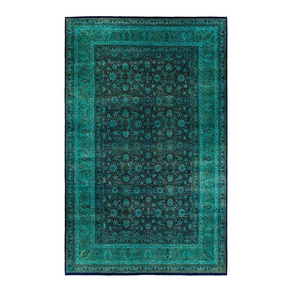 Overdyed, One-of-a-Kind Hand-Knotted Area Rug - Blue - 10' 1" x 15' 10"