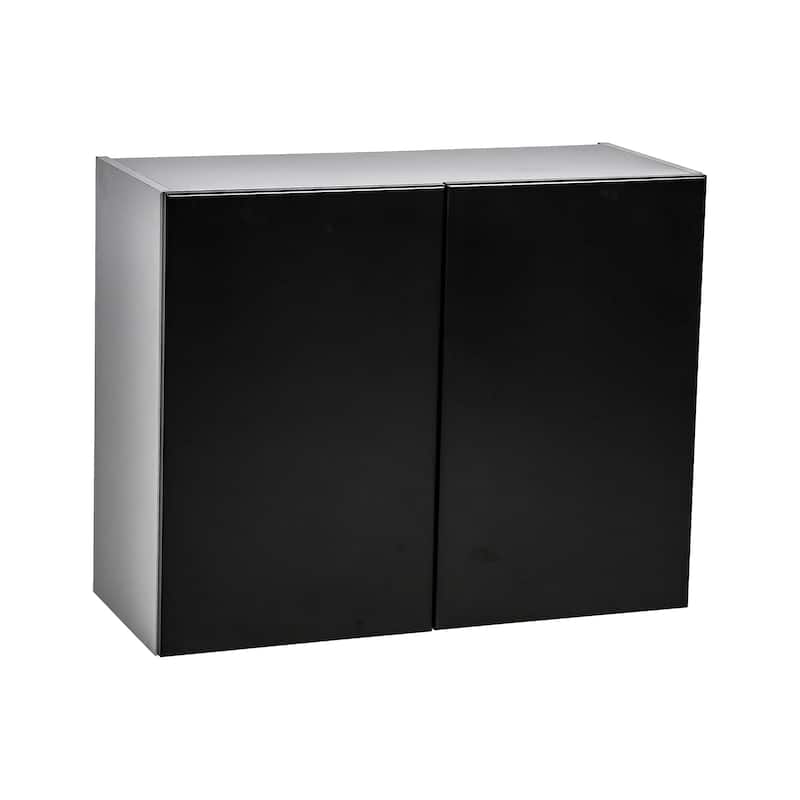 27" x 24" Wall Cabinet-Double Door-Grey - 27 x 24 x 12 - Black