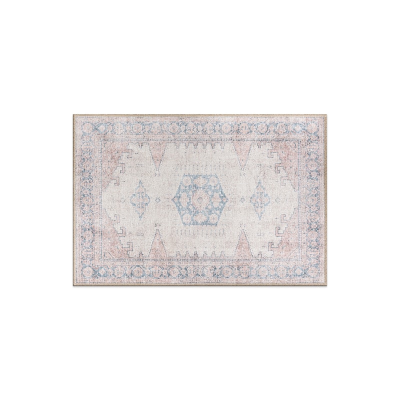World Rug Gallery Vintage Bohemian Machine Washable Non Slip Area Rug