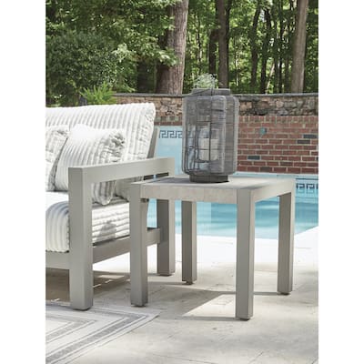 Signature Design by Ashley Moonlight View Gray Outdoor End Table - 23" W x 23" D x 22" H