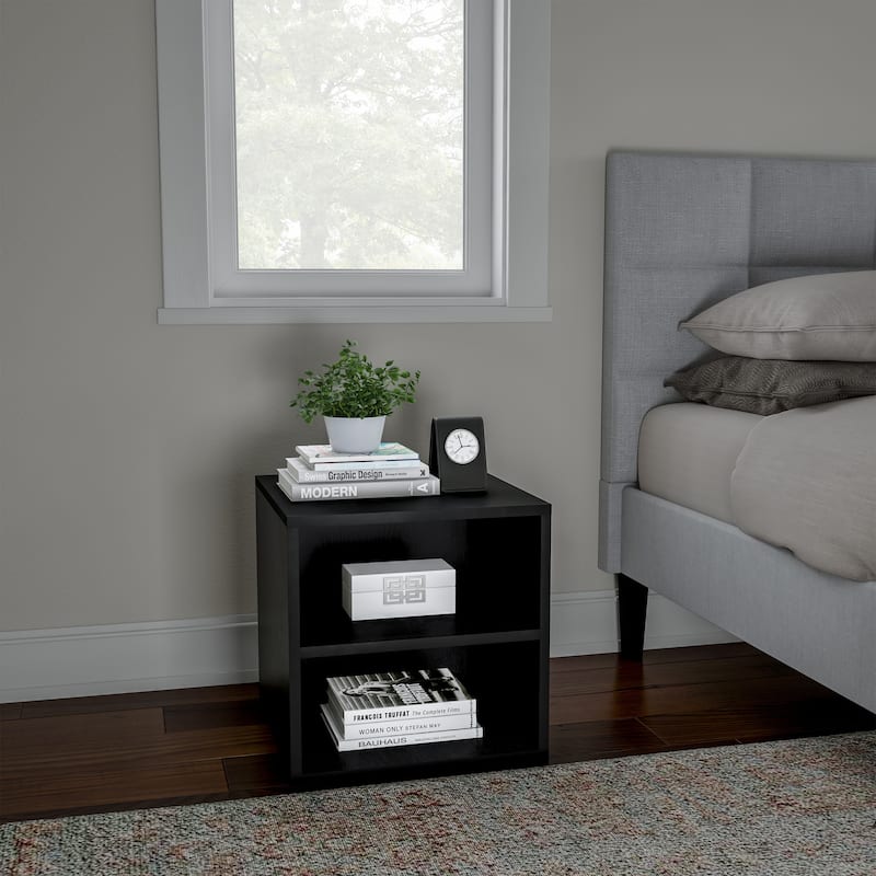 Hastings Home Stackable Modular Cube End Table Contemporary Minimalist Modular Accent Piece with 2 Shelves