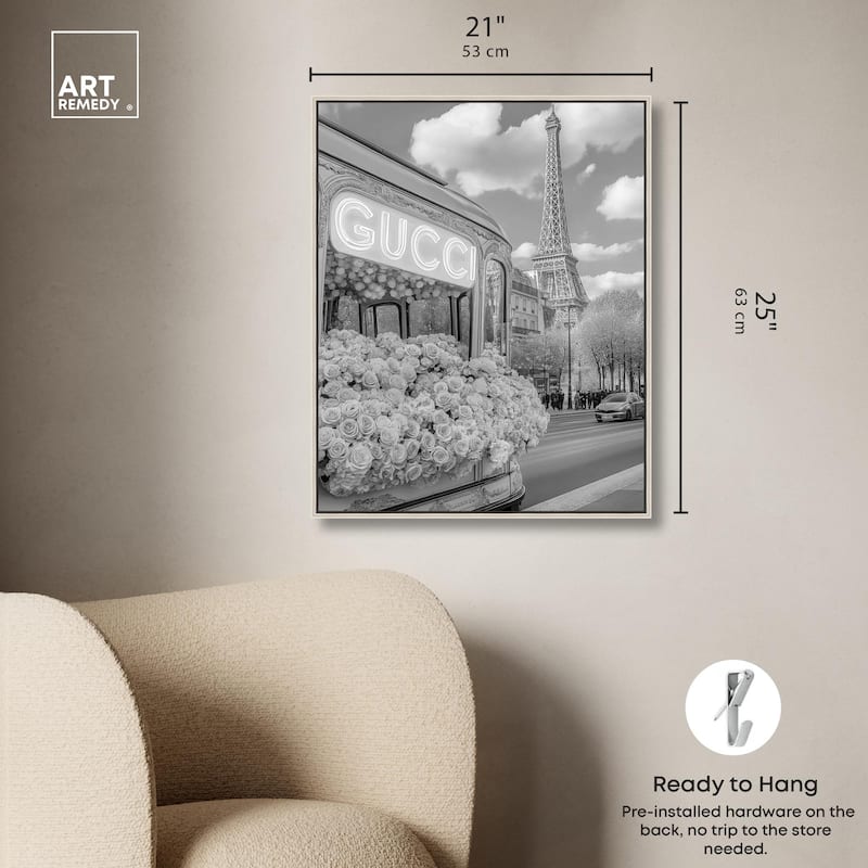 Dreamy Fashion Bus Noir Canvas by Art Remedy