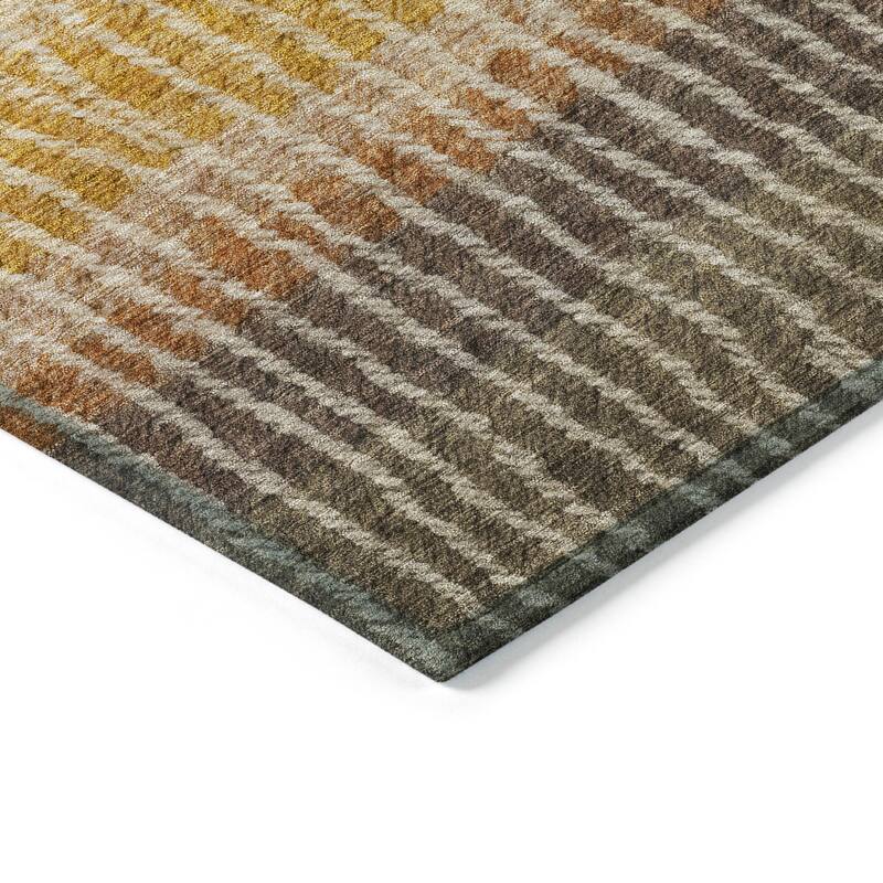 Machine Washable Indoor/ Outdoor Contemporary Stripes Chantille Rug