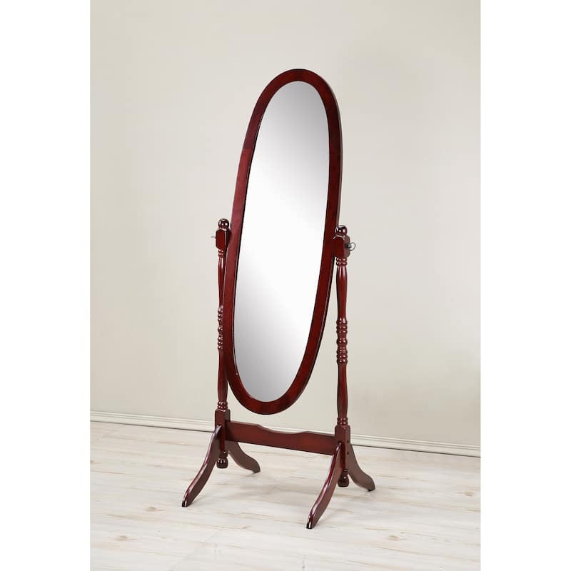 Traditional Oval Wood Frame Floor Mirror