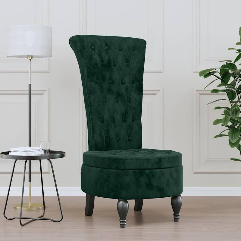 vidaXL High Back Chair Dark green Velvet, Solid wood, Plywood Single