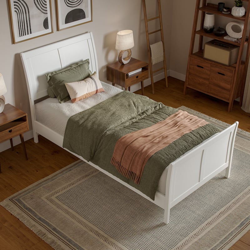 Valencia Solid Wood Low Profile Sleigh Platform Bed with Matching Footboard