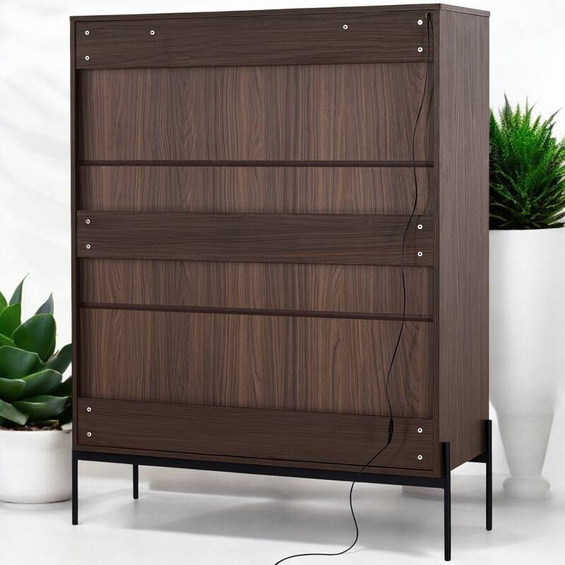 51.2" Tall Lighted Display Cabinet with Tempered Glass Doors, Metal Legs, LED Curio Cabinet for Living Room, Office, Study