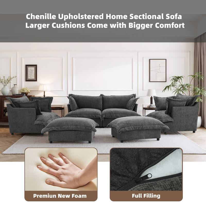 6-Piece Chenille Cloud Modular Living Room Set