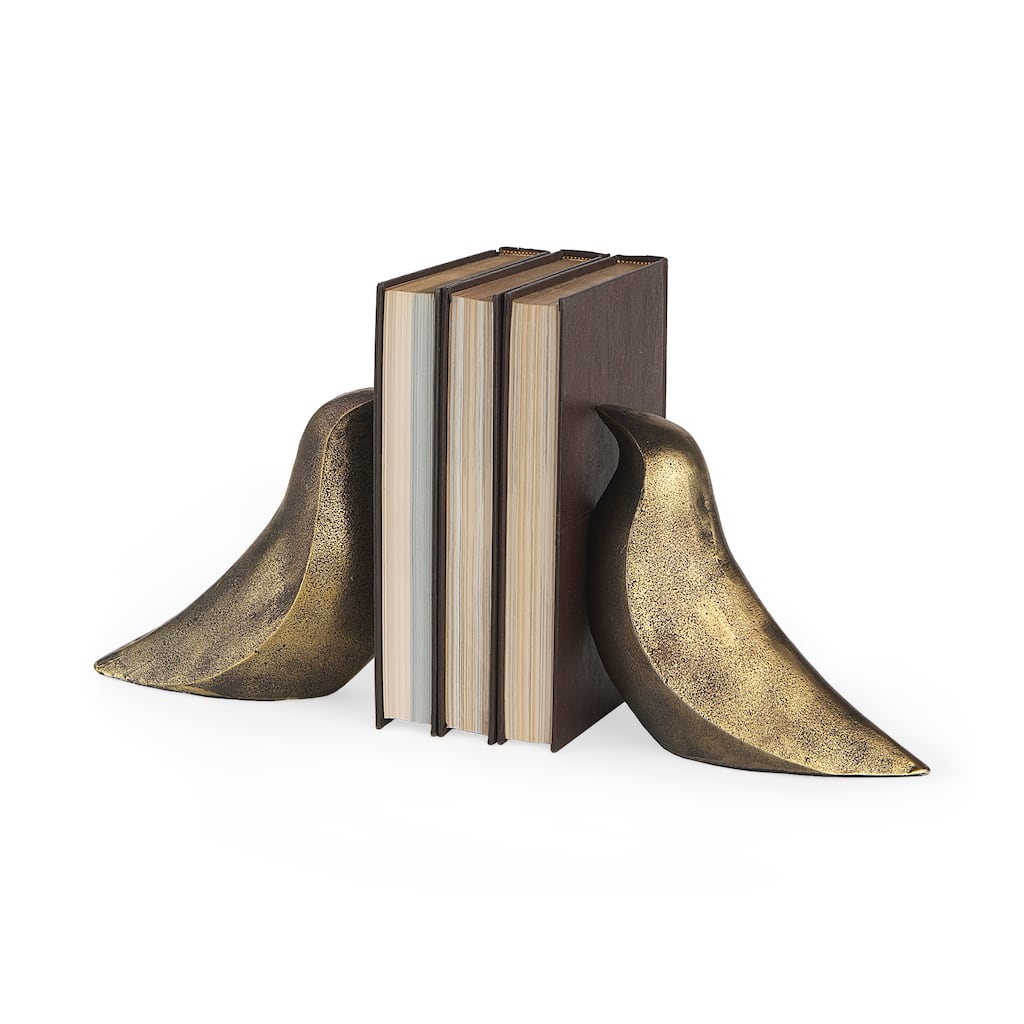 Dover (Set of 2) 15L x 4W Gold Aluminum Dove Bookends - 14.6L x 3.7W x 2.8H