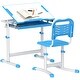 preview thumbnail 1 of 8, Height Adjustable Children School Study Desk with Tilt Desktop, Storage Drawer, Pen Slot, Hook, Ergonomic Table and Chair Set Blue