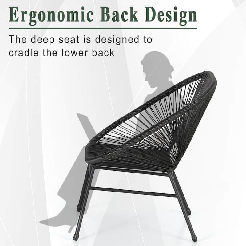 3-Piece Patio Bistro Sets, All Weather Round Wicker PE Weave Basket Chair Set of 4