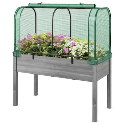 Costway Wood Raised Garden Bed with Greenhouse Cover Mini Portable - See Details