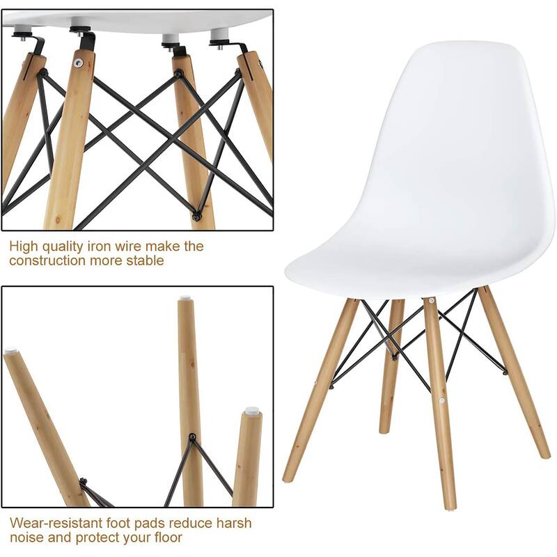 COSTWAY Set of 4 Mid Century Modern Style Dining Side Chair Wood Leg