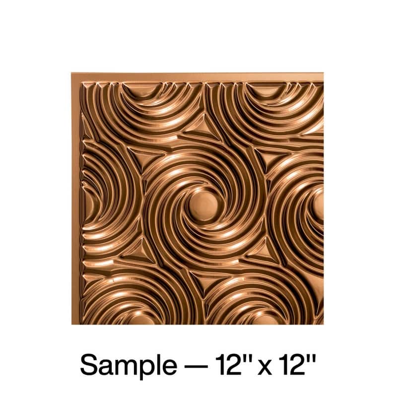 FASÄDE Cyclone Decorative Vinyl 2ft x 2ft Glue Up Ceiling Panel in Gloss White 5 Pack - 12 x 12 Inch Sample - Oil Rubbed Bronze