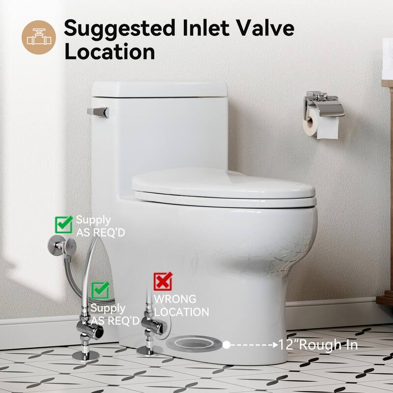 HOROW White One-Piece Compact Elongated 1.28 GPF Toilet with Comfort Height and Slow-Close Seat - N/A