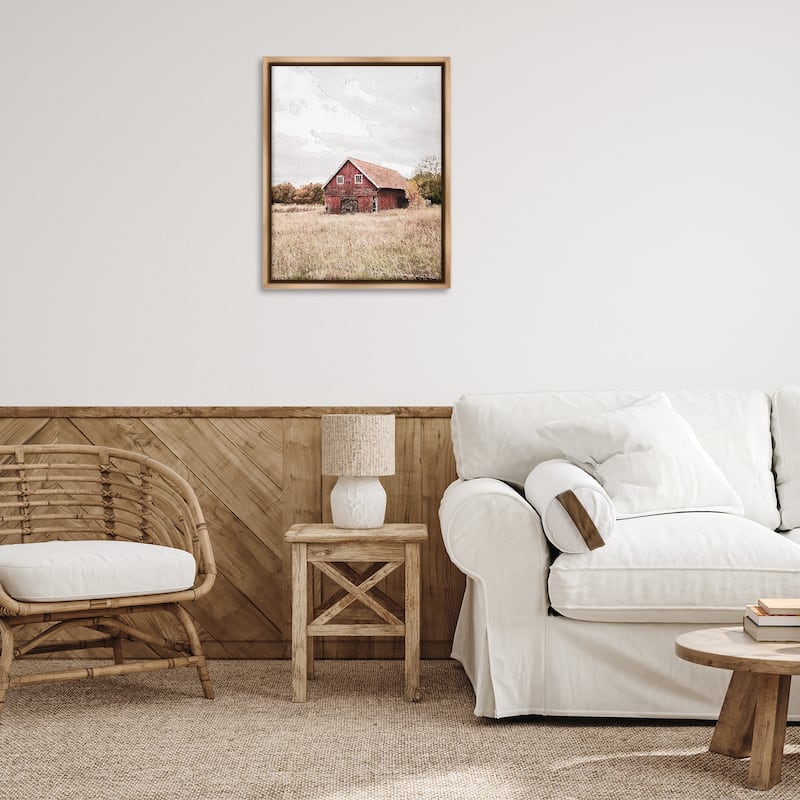 Stupell Red Barn Country Terrain Framed Floater Canvas Wall Art Design By Susan Ball