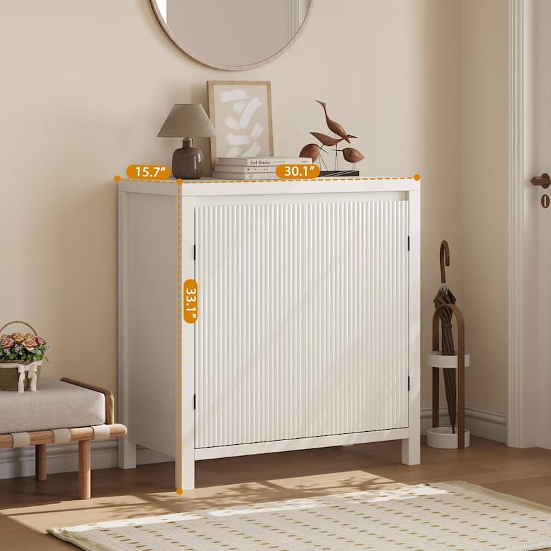 Fluted Storage Cabinet, Modern Sideboard Buffet Cabinet with Doors and Shelves