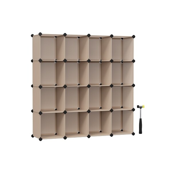 Modular 16 Cubes Storage Organizer with Plastic Panels and Metal