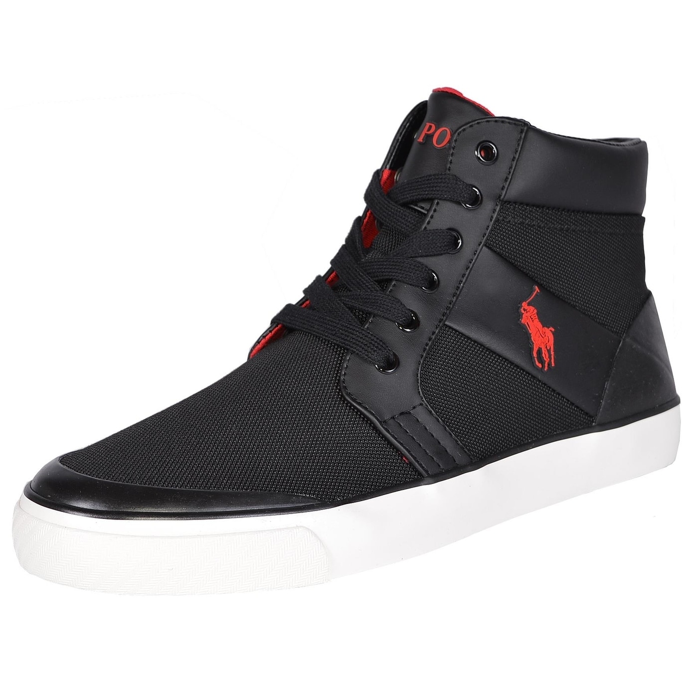 black and red polo shoes