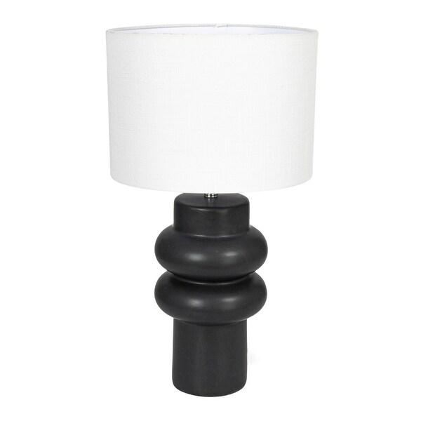 Stoneware Table Lamp with Linen Shade and Inline Switch - 11.8