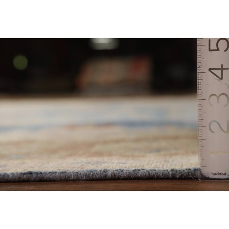 Hand Knotted Oriental 100% Wool Carpet Transitional All-Over Navy Blue & Blues Oushak Area Rug - 13' 11'' X 9' 9''