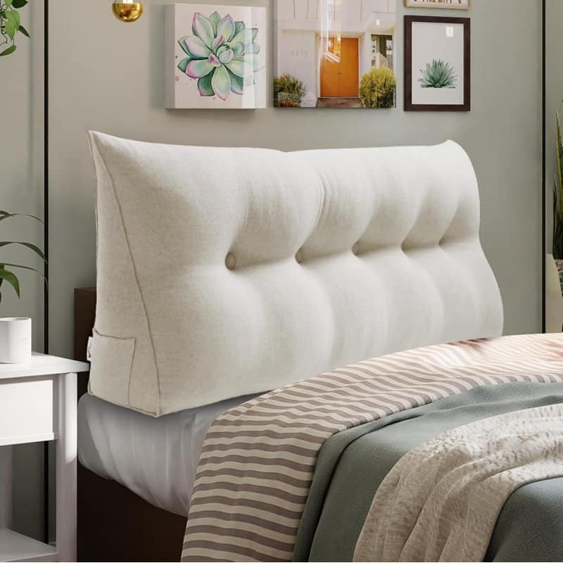 WOWMAX Bed Rest Wedge Reading Pillow Headboard Back Support Cushion - Twin - Cotton White