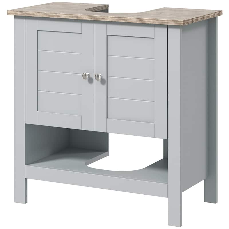 Bathroom Under Sink Storage Cabinet - Space-Saving MDF Vanity Organizer with Adjustable Shelf & Elevated Base - 24 in ,Grey ,MDF