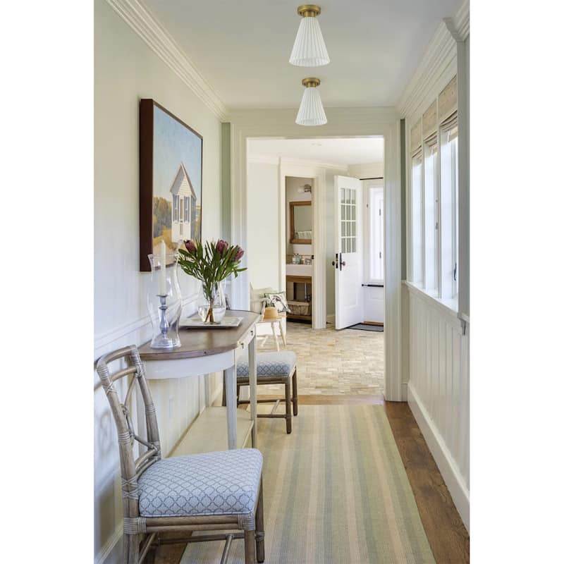 Vintage 1-Light Glass Cone Flush Mount Ceiling Light - Brass