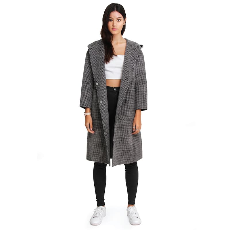 Walk This Way Wool Blend Oversized Coat - XL - Charcoal