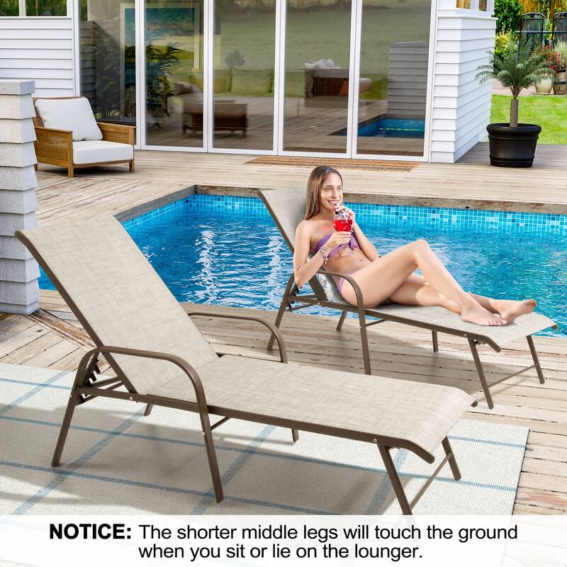 4PCS Outdoor Chaise Lounges Chair Aluminum with Adjustable Backrest