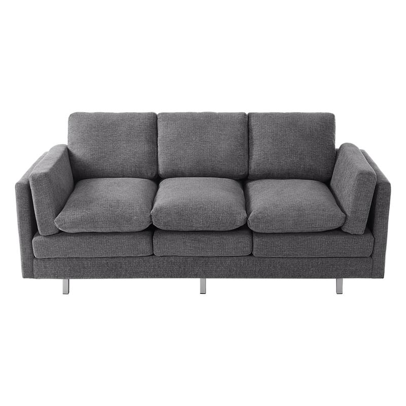 Christopher Knight Home - Lennox Modern Upholstered 3-Seater Sofa with Dual-Layer Cushions and Metal Legs