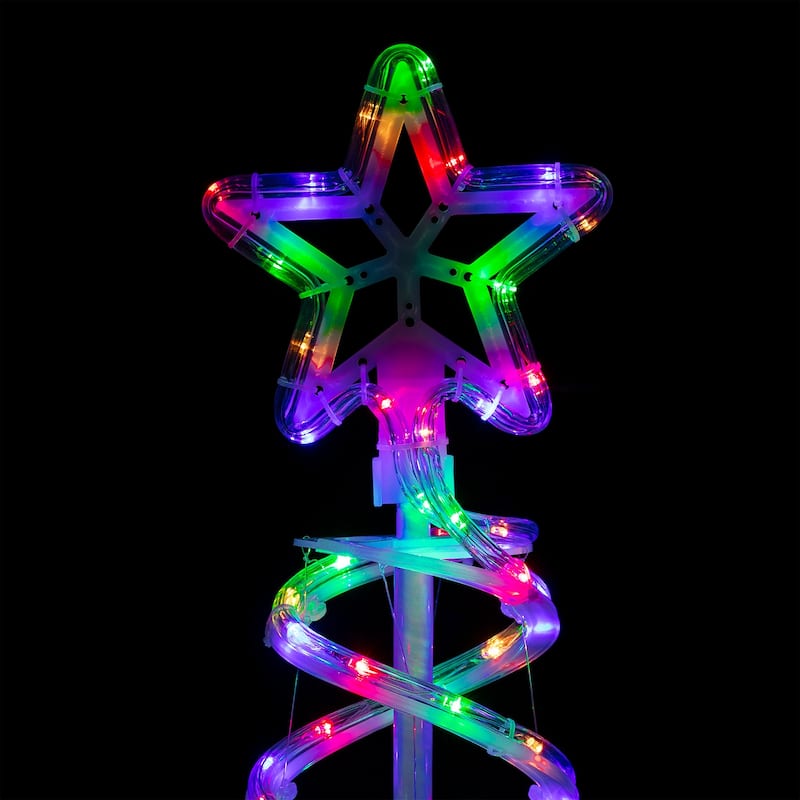 Alpine Corporation Indoor/Outdoor Artificial Spiral Christmas Tree with Multi-Color LED Lights - White