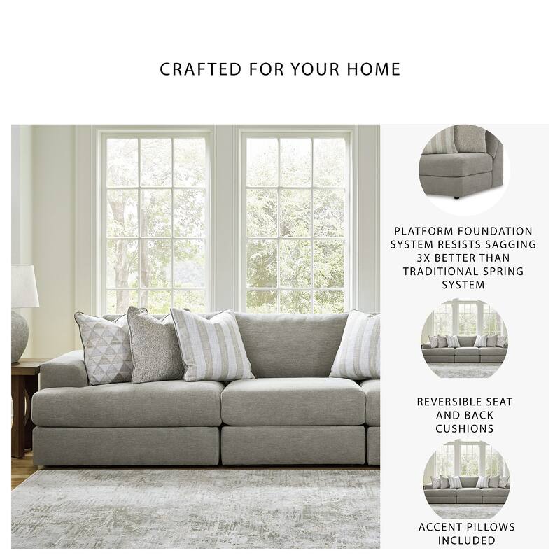Signature Design by Ashley Avaliyah Gray 3-Piece Sectional Sofa - 128" W x 44" D x 37" H