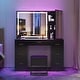 preview thumbnail 9 of 34, Makeup Vanity with XL Lighted Mirror & Stool, 7 Drawers Bedroom Vanity Desk Black