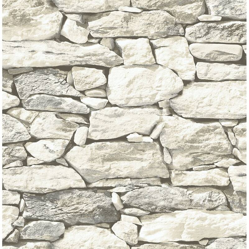 Seabrook Designs New York Fieldstone Unpasted Wallpaper - 20.5 in. W x 33 ft. L - Whitewash