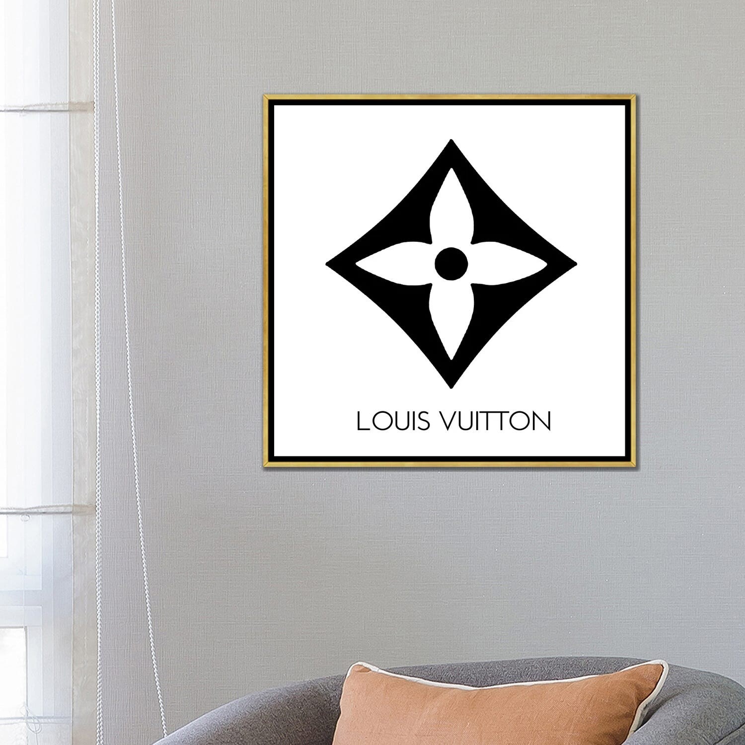 Framed Canvas Art (White Floating Frame) - Louis Vuitton Symbol Light White by Art Mirano ( Fashion > Fashion Brands > Louis Vuitton art) - 26x26 in