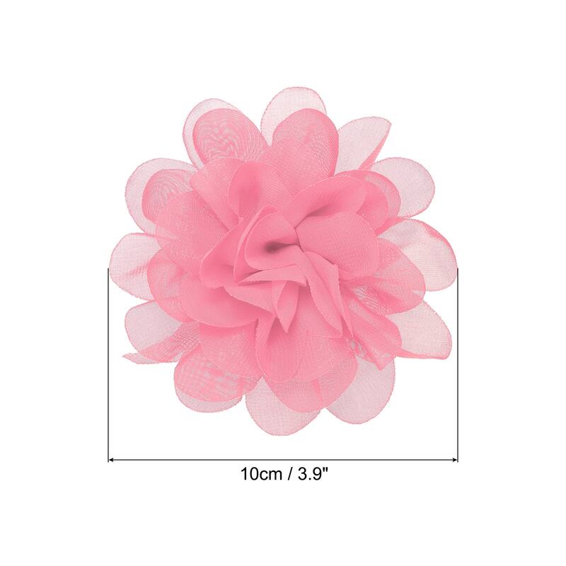 10Pcs Chiffon Flowers Fabric Flower Sewing Fabric Appliques - Salmon - 3.9"