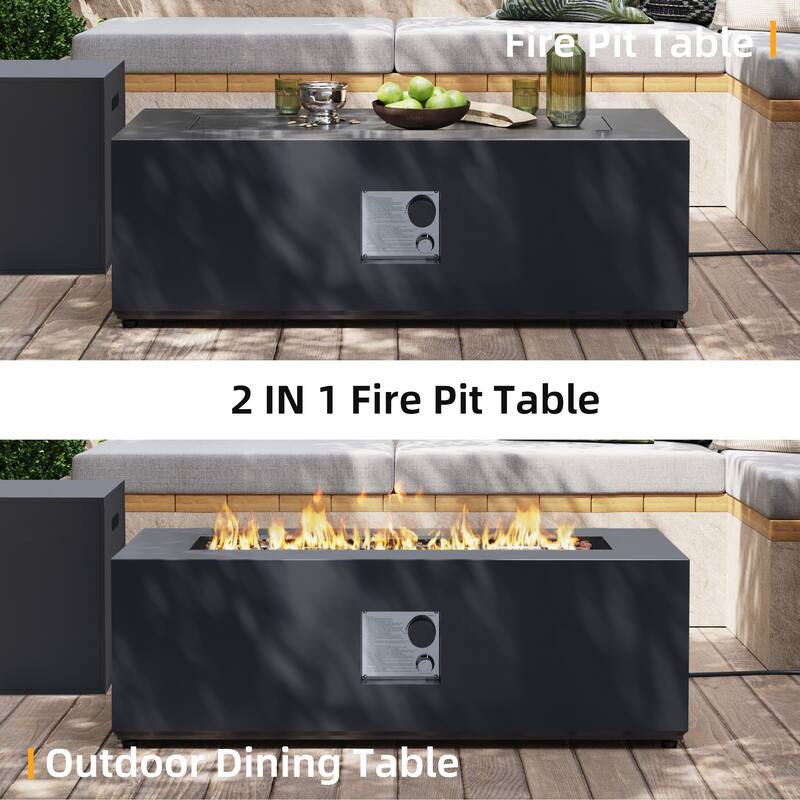 Patio Watcher Outdoor 42in. Iron Fire Pit Table with Propane Tank Cover