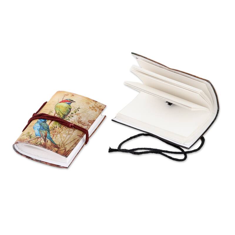Novica Handmade Spring Songbirds Paper Mini Journals (Set Of 2)