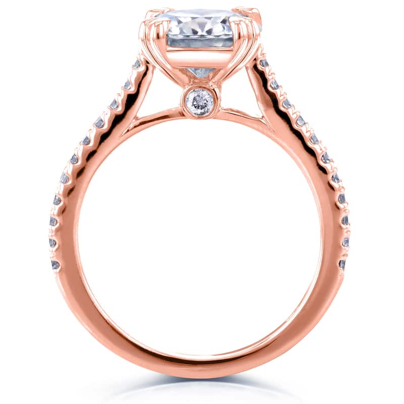Annello by Kobelli 14k Rose Gold 2 1/5ct TGW Round Brilliant Moissanite and Diamond Halo Engagement Ring (GH/VS, GH/I)