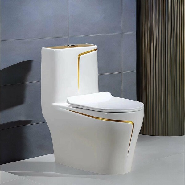 White Comfort Ceramic One Piece Toilet with Seat - On Sale - Bed