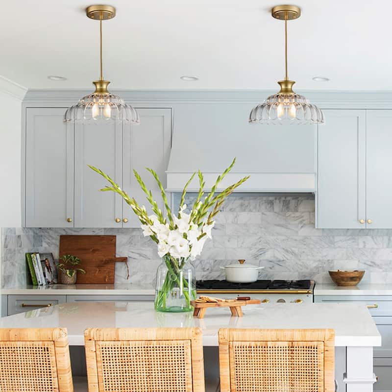 Livorno Brass Pendant Light Fixtures Flower Shade, 1-Light