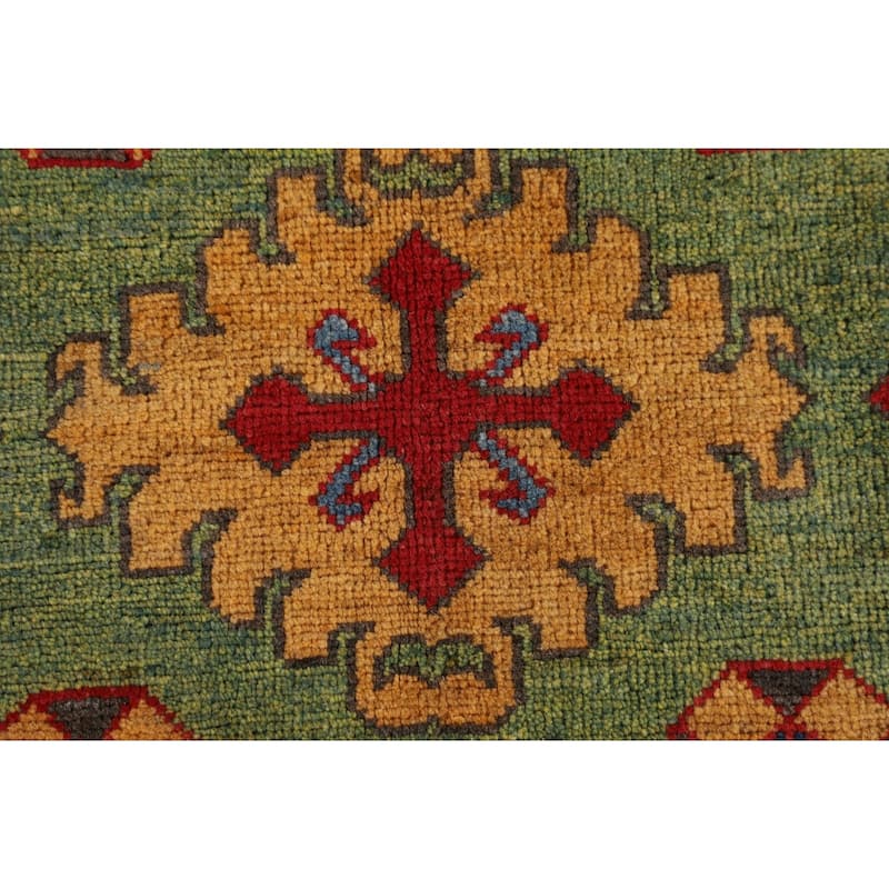 Green Kazak Oriental Area Rug Hand-Knotted Wool Carpet - 6'8" x 9'7"