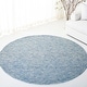 preview thumbnail 3 of 21, Lauren Ralph Lauren Handmade Eleanora Transitional Trellis Wool Rug 7' Round - Blue - Round