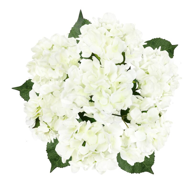 Set of 2 Deluxe Cream White Artificial Hydrangea Flower Stem Bush Bouquet 20in - Cream White - 20" L x 12" W x 12" DP